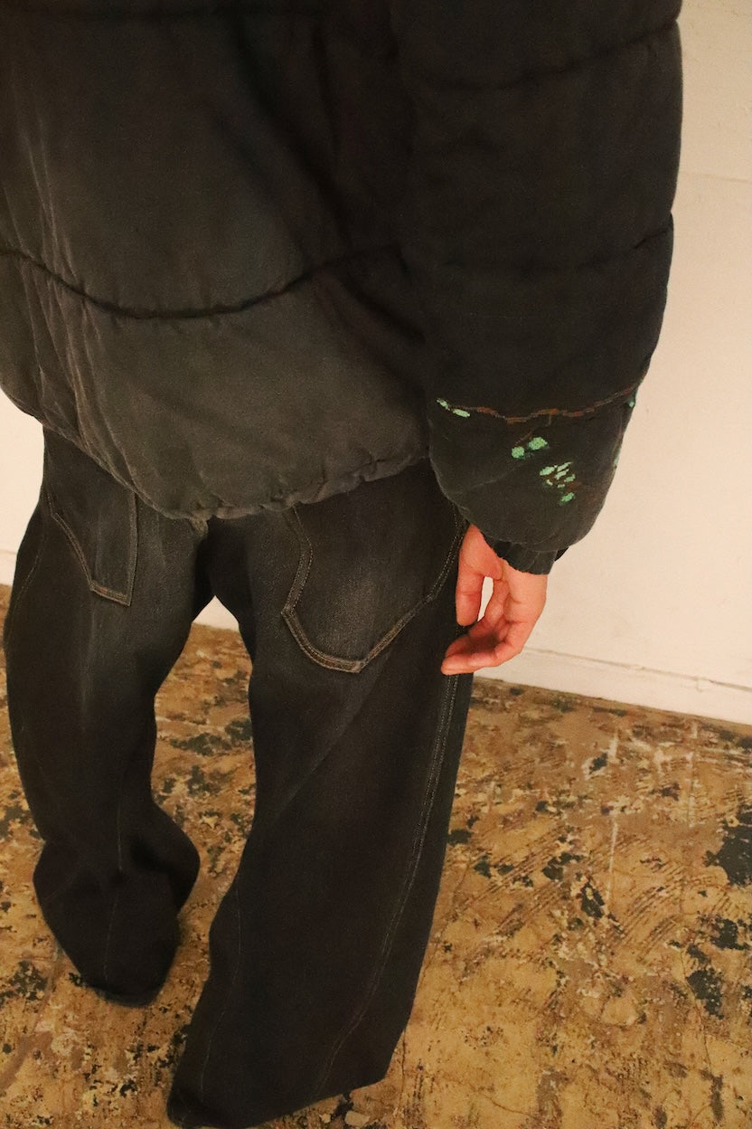 Vintage-eﬀect puﬀer jacket Black