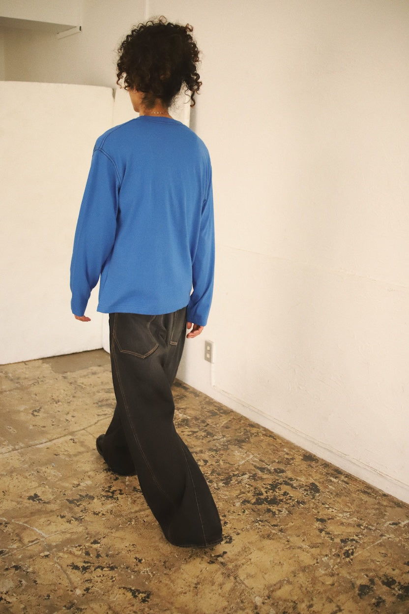 Printed long-sleeve T-shirt Blue