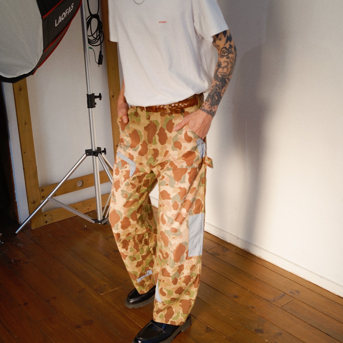 Patchworked Camo Pants Khaki