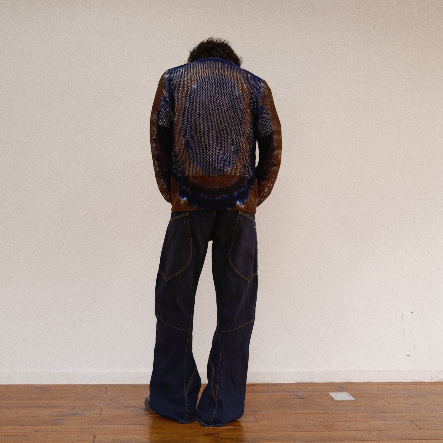 Tie-Dye Knit Cardigan Brown