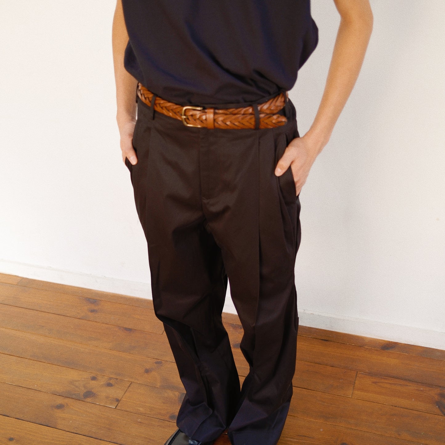 Pleated Chino Pants  Black