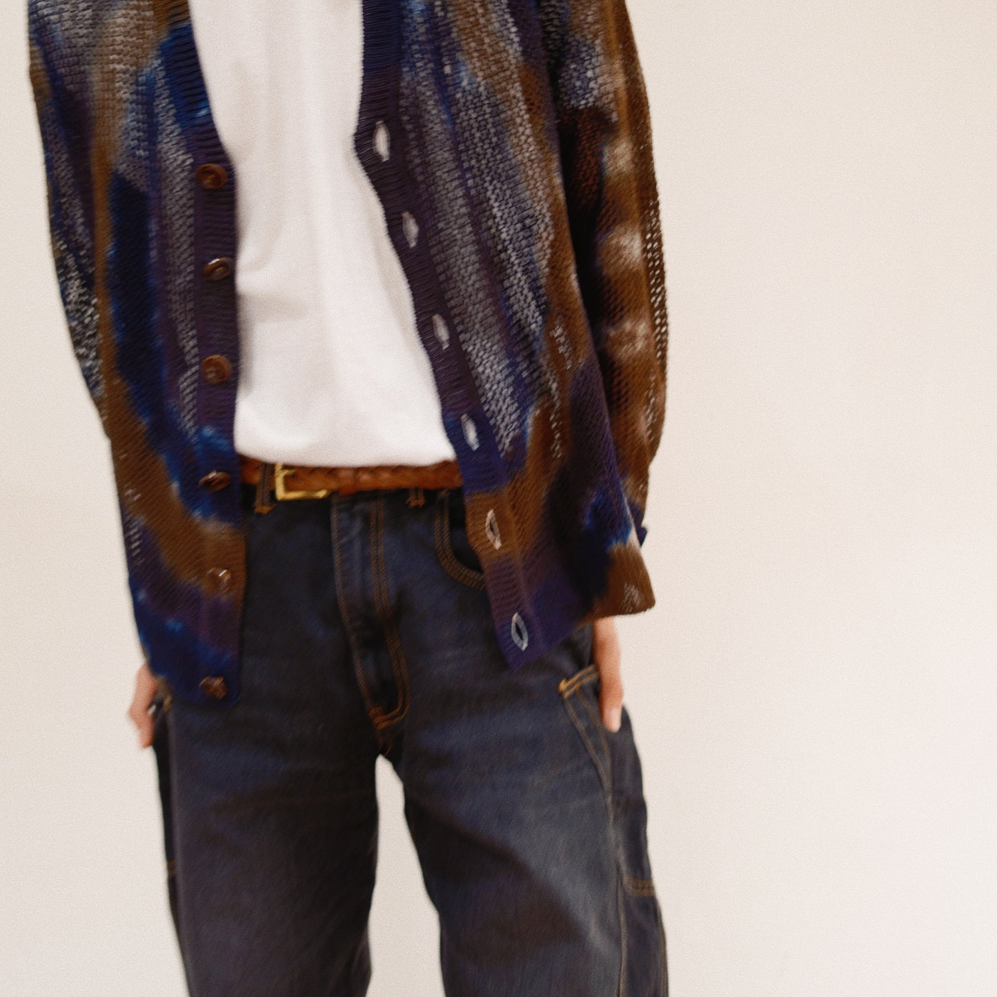 Tie-Dye Knit Cardigan Brown