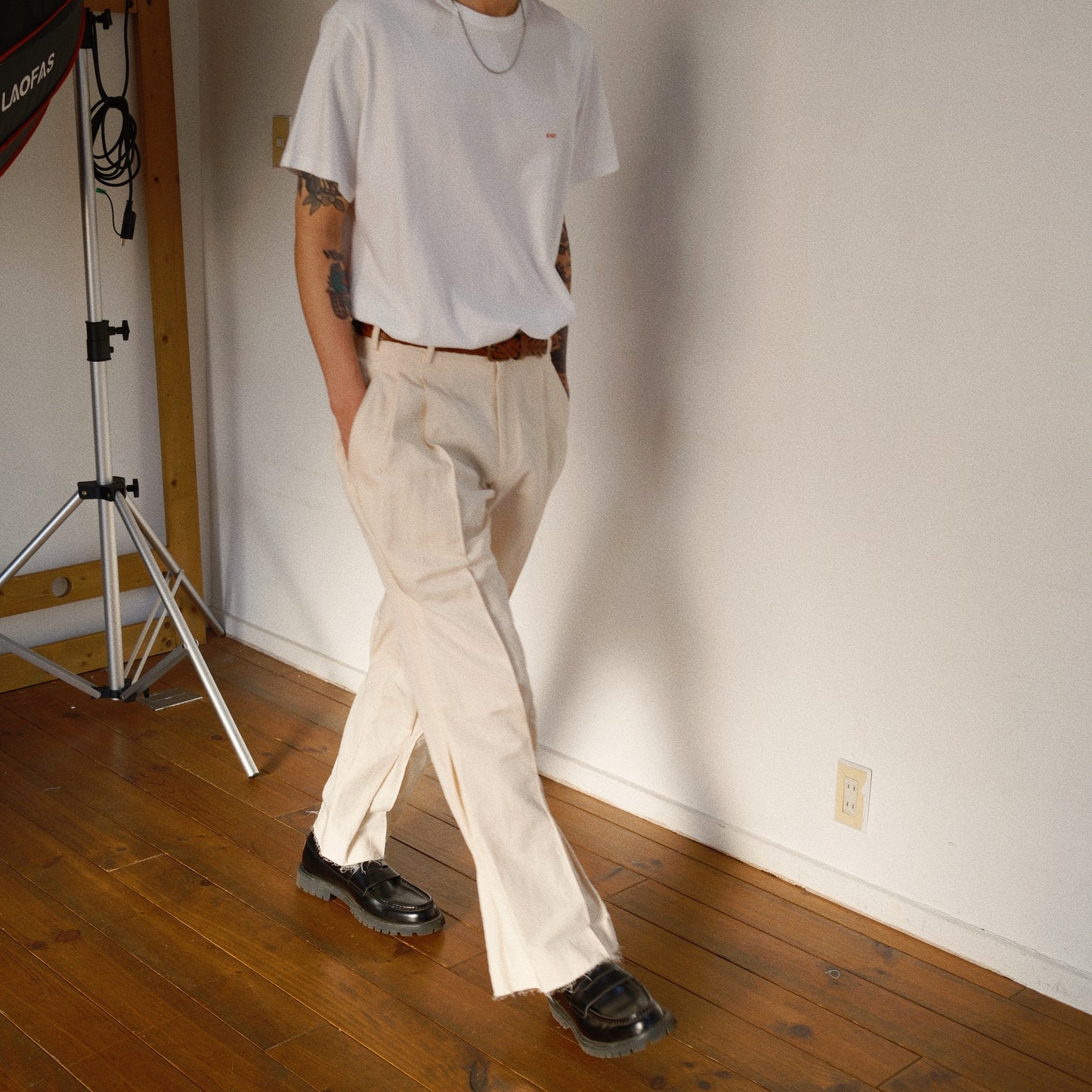 Pleated Chino Pants  Ivory
