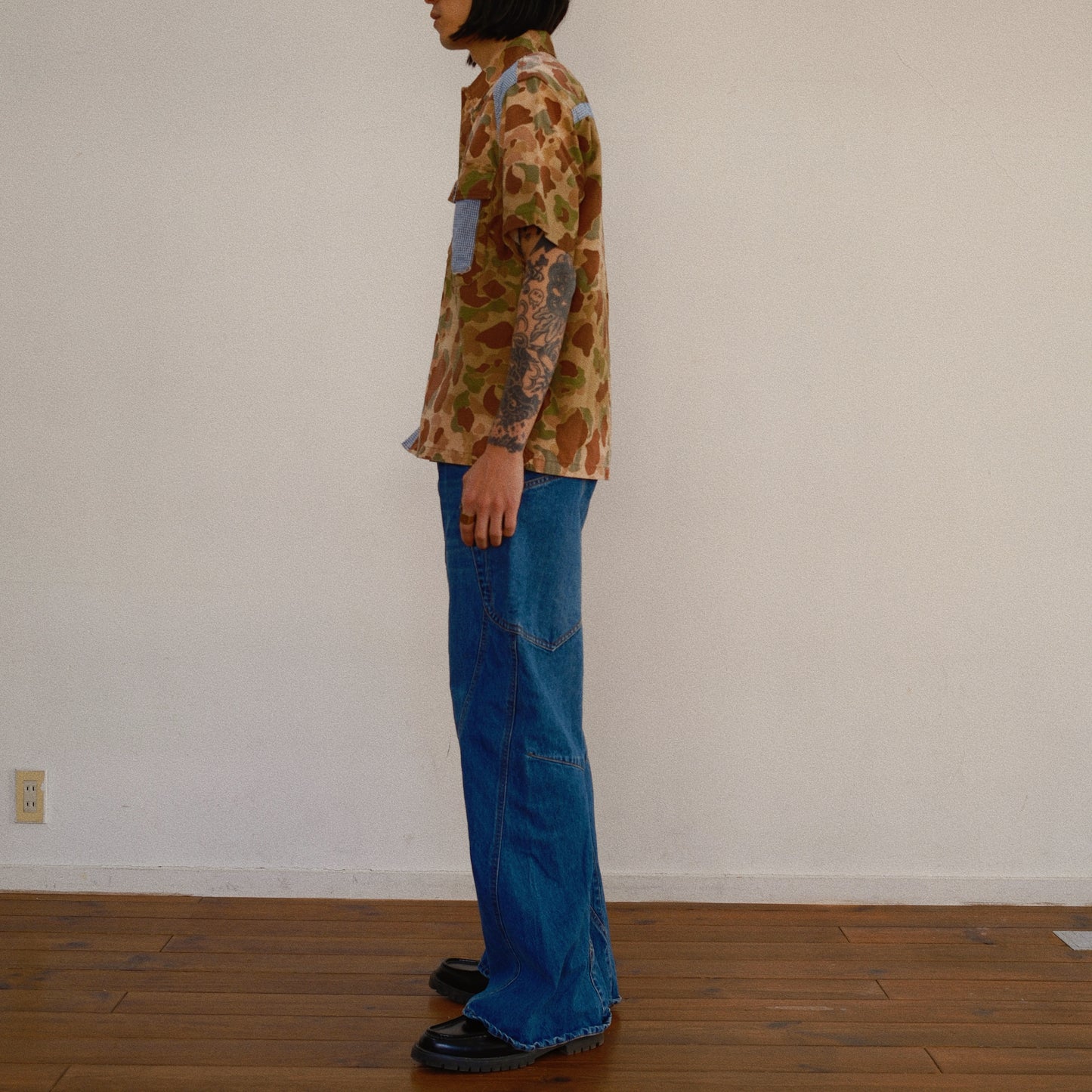 Patchworked Camo Shirt Khaki