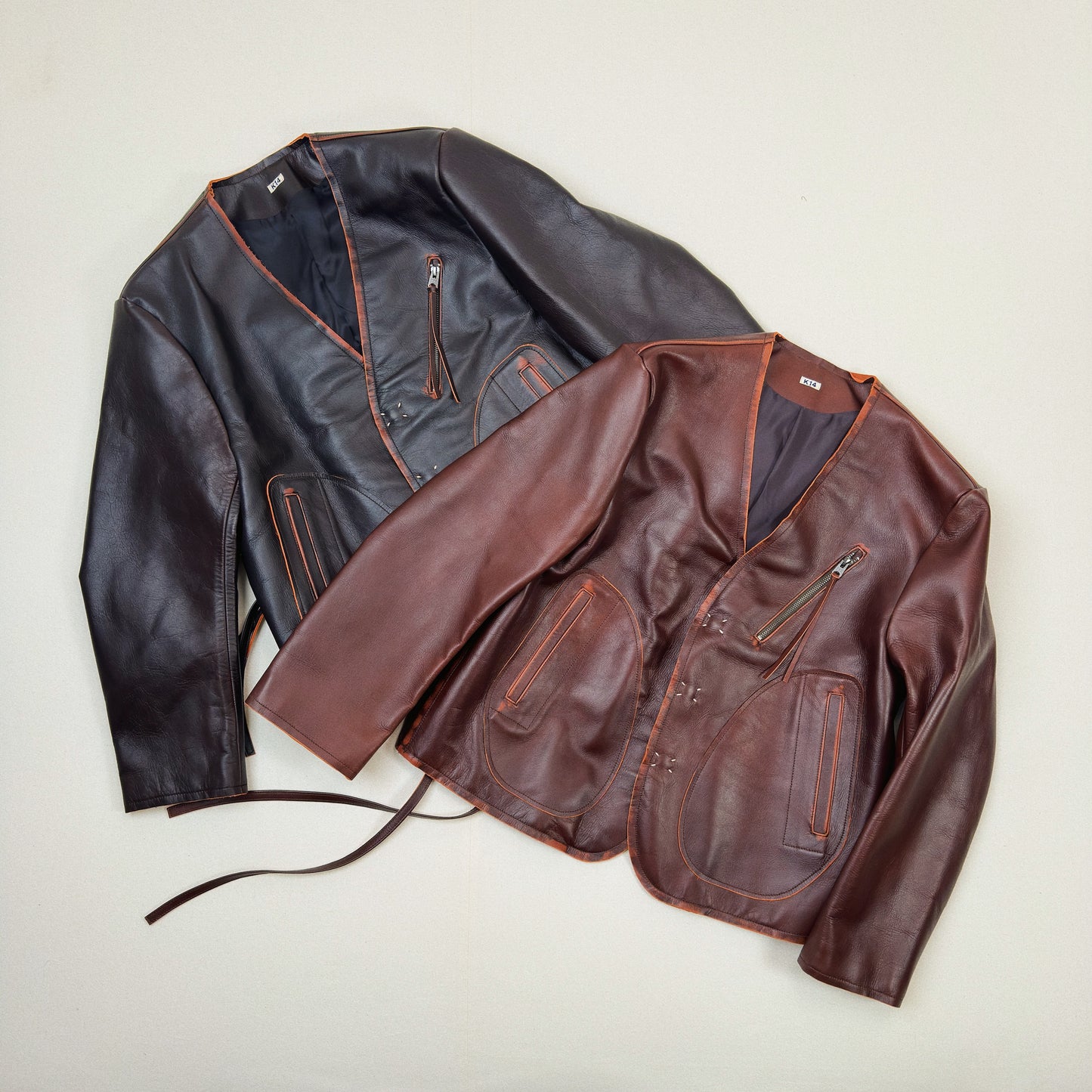 No Collor Letther Jacket Black