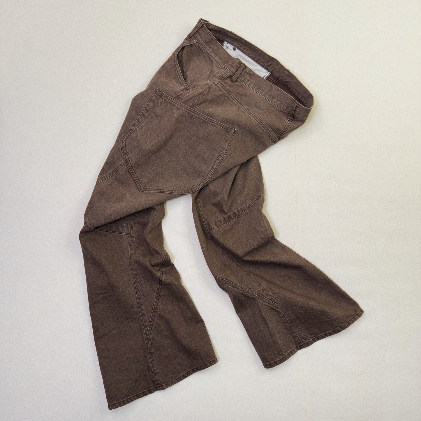 3D Cutting Denim Pants  Brown