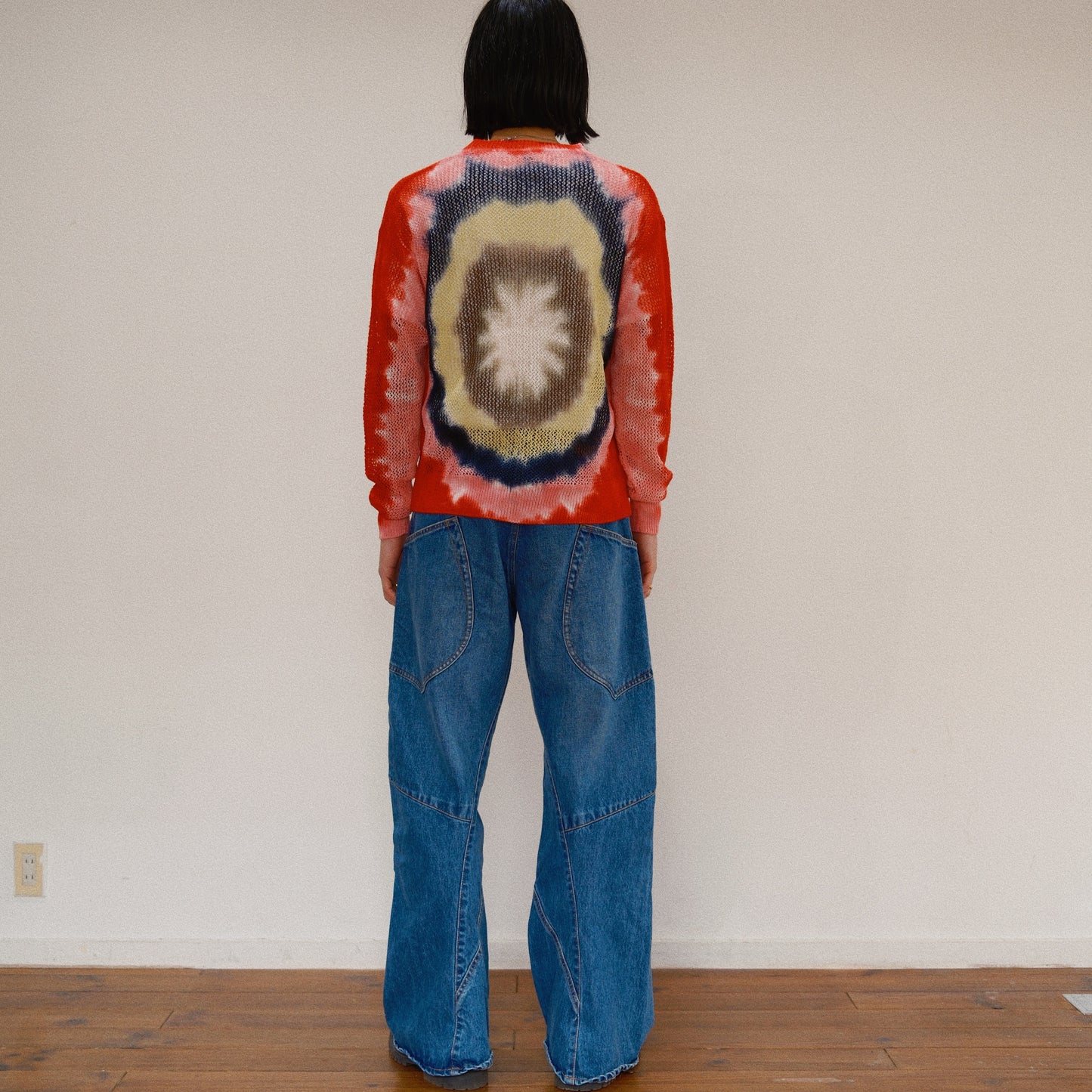 Tie-Dye Knit Cardigan  Red