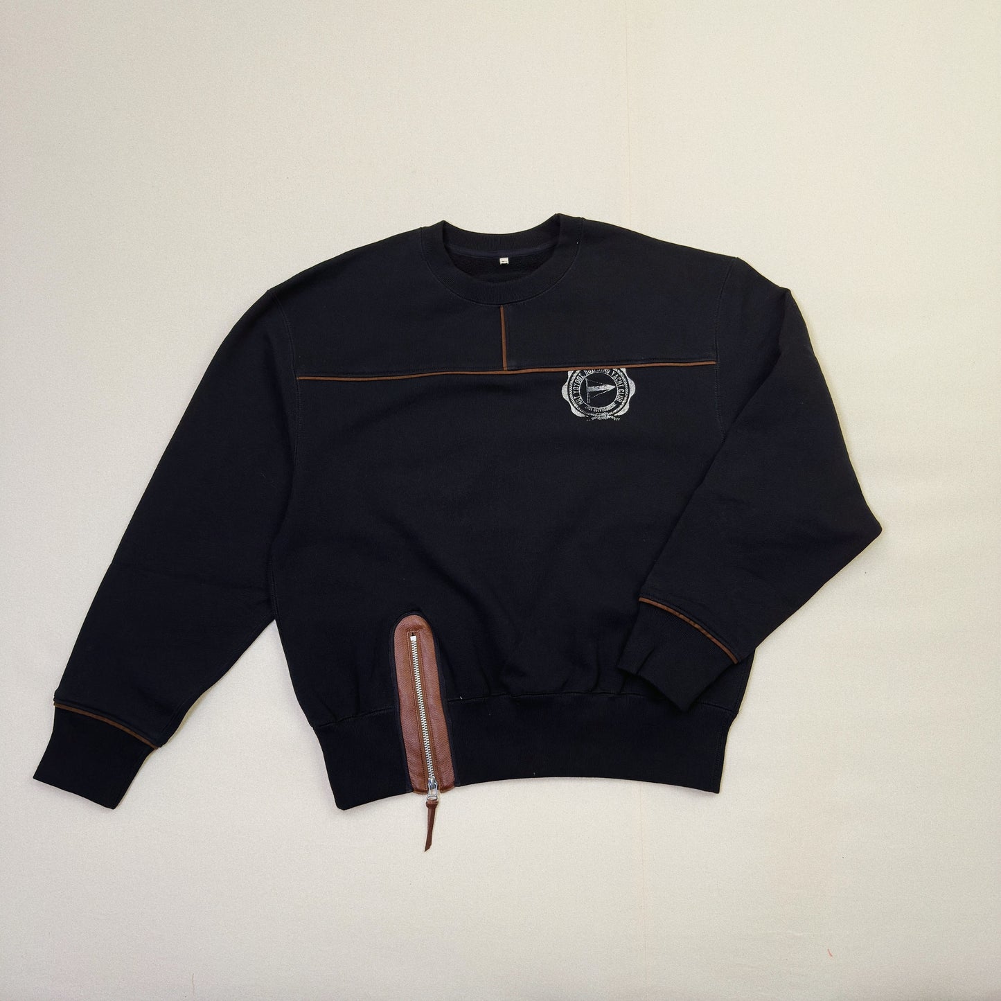 Leather-Trimmed Sweatshirt  Black