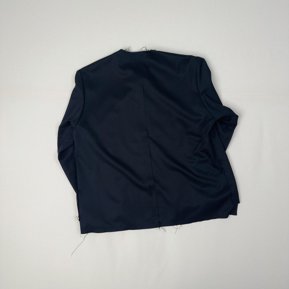 No-collar wool gabardine jacket Black