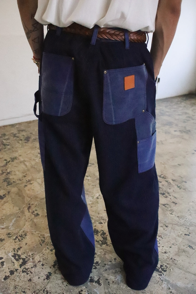 Vintage-eﬀect work pants Blue