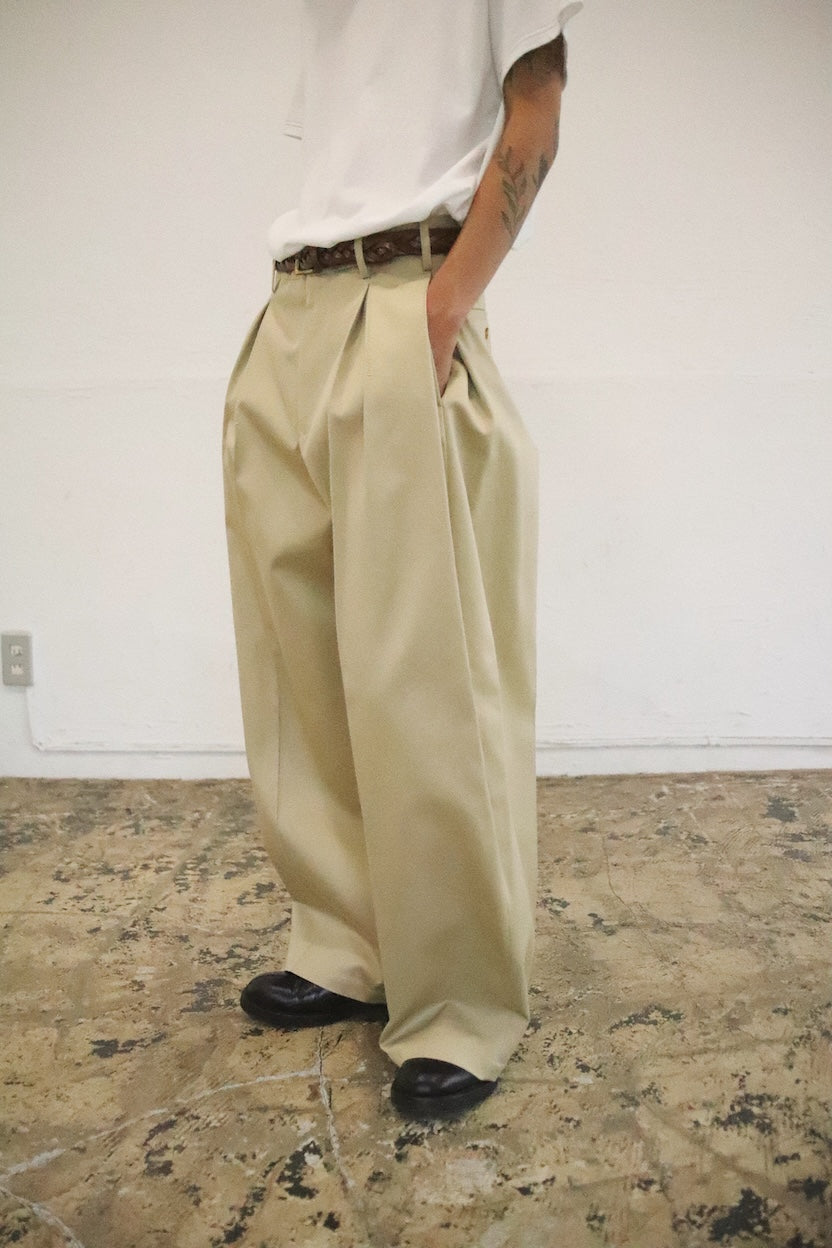 Tuck-detail cotton pants Beige