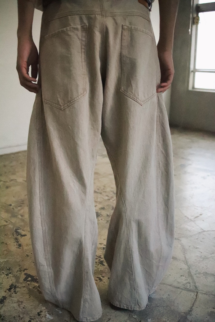 3D cutting denim pants Beige