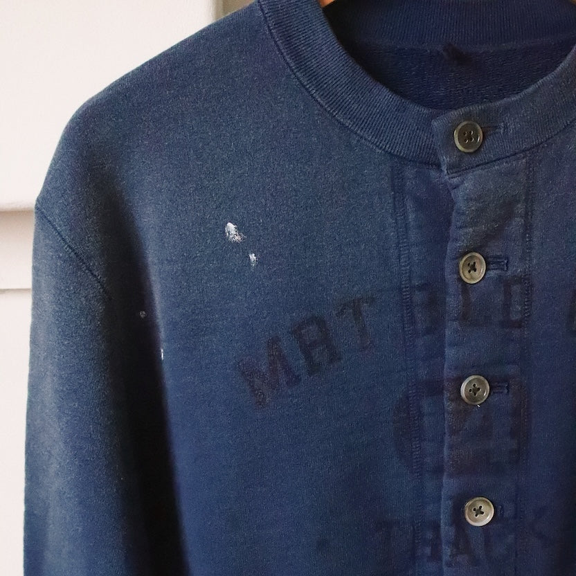 Vintage-eﬀect sweat cardigan Navy