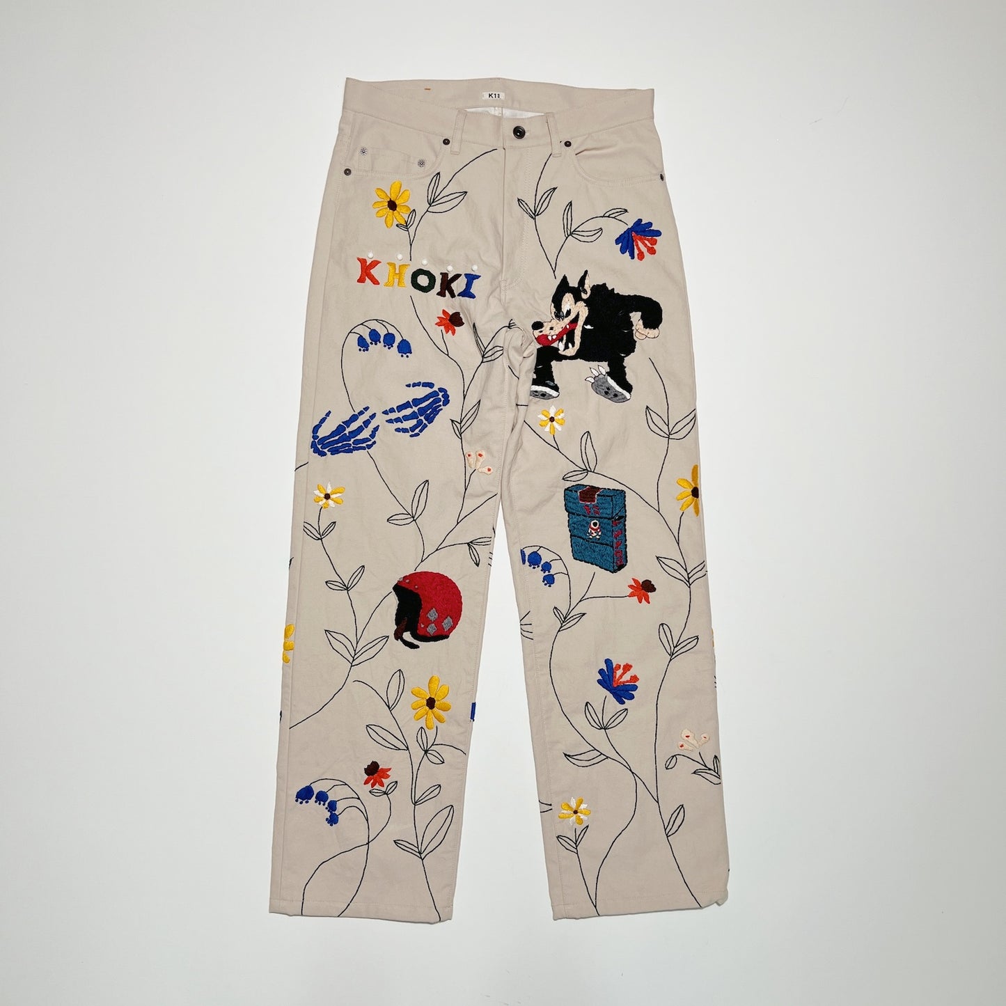 Hand embroidery pants Beige