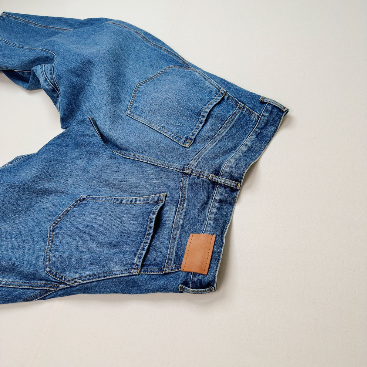 3D cutting denim pants Indigo