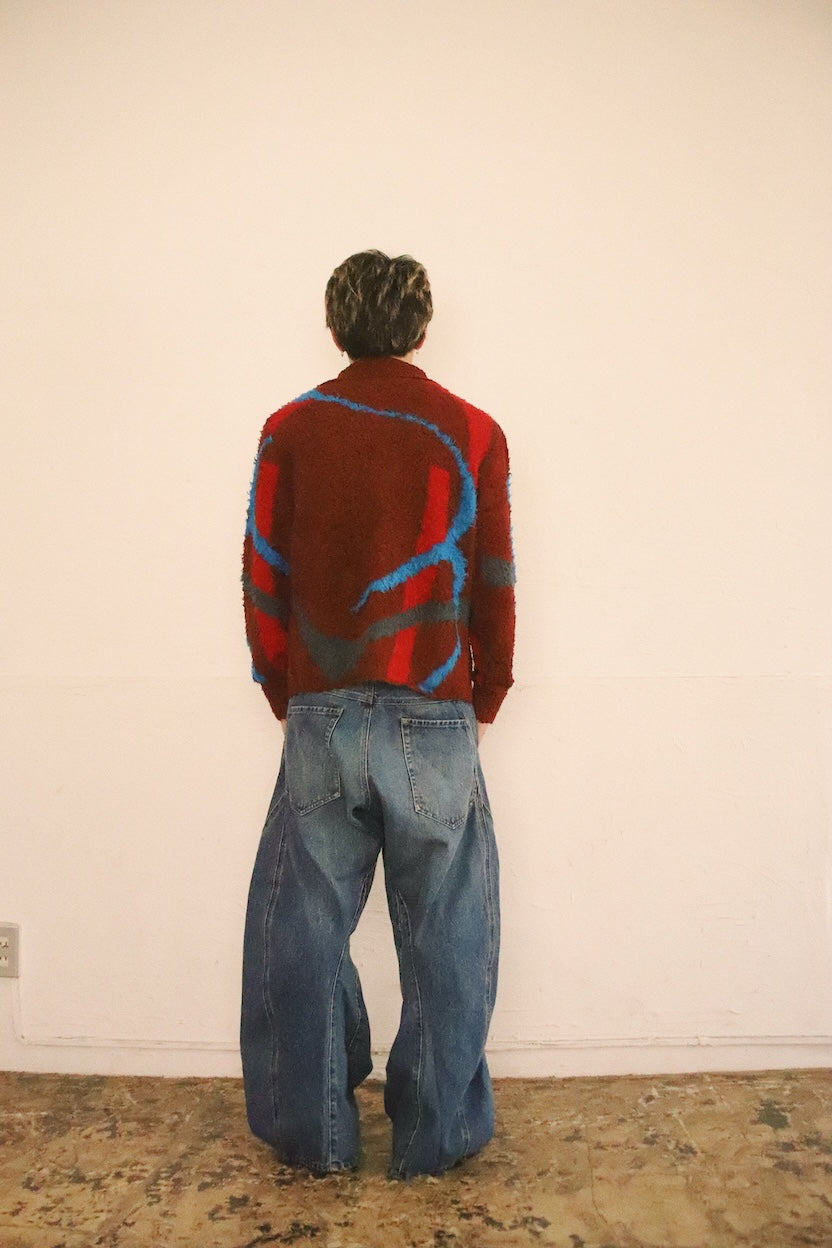 Jacquard-design cardigan Red