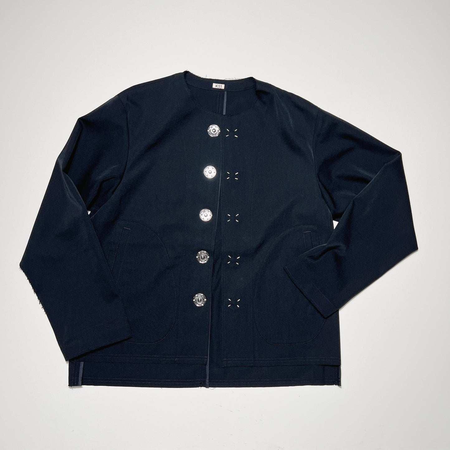 No collar jacket Black