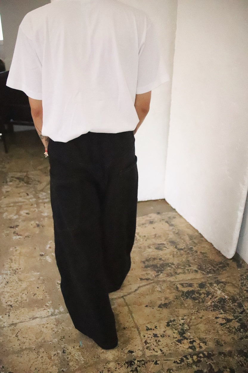 3D cutting sweat pants Black