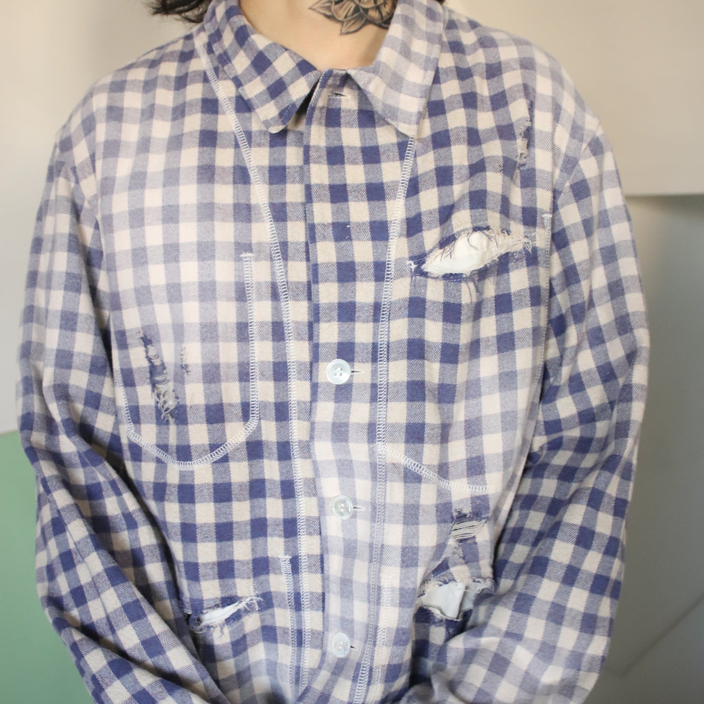 Vintage finished reversible shirt Blue