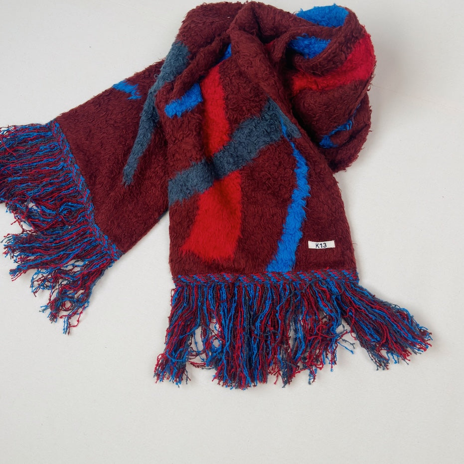 Jacquard-design muﬄer Red