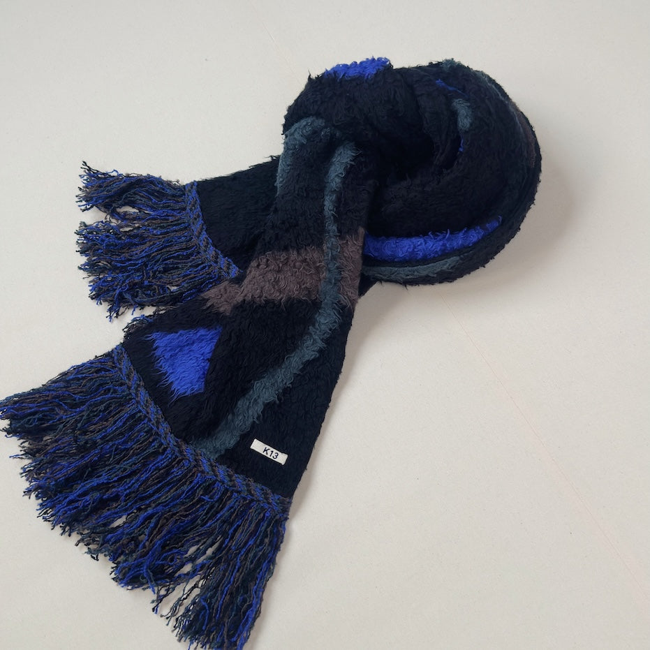 Jacquard-design muﬄer Black