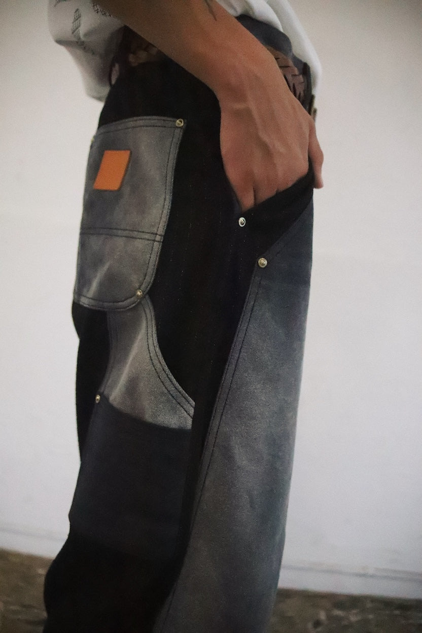 Vintage-eﬀect work pants Black