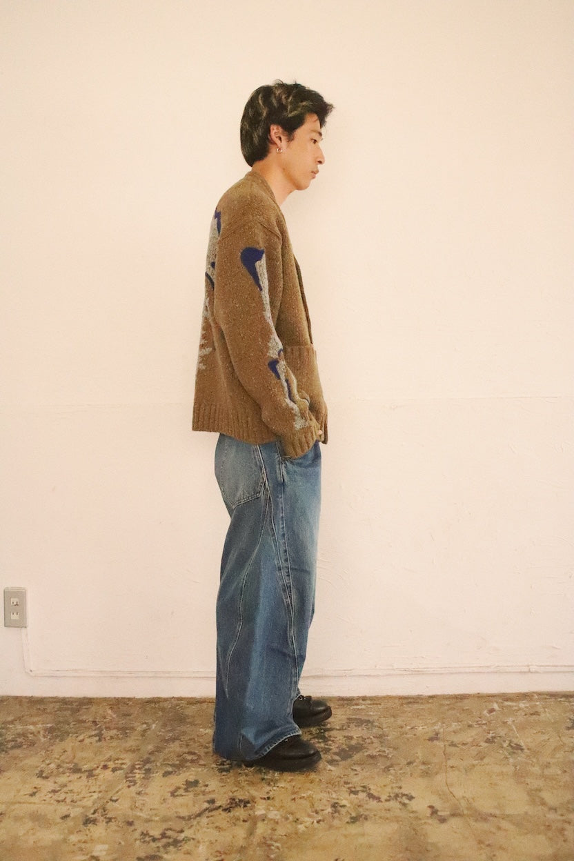 Needle punched cardigan Brown