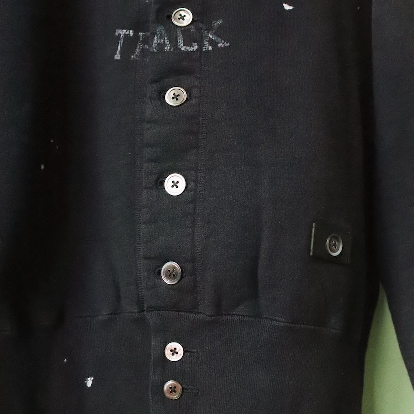 Vintage-eﬀect sweat cardigan Black