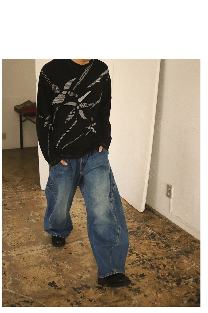 Printed long-sleeve T-shirt Black