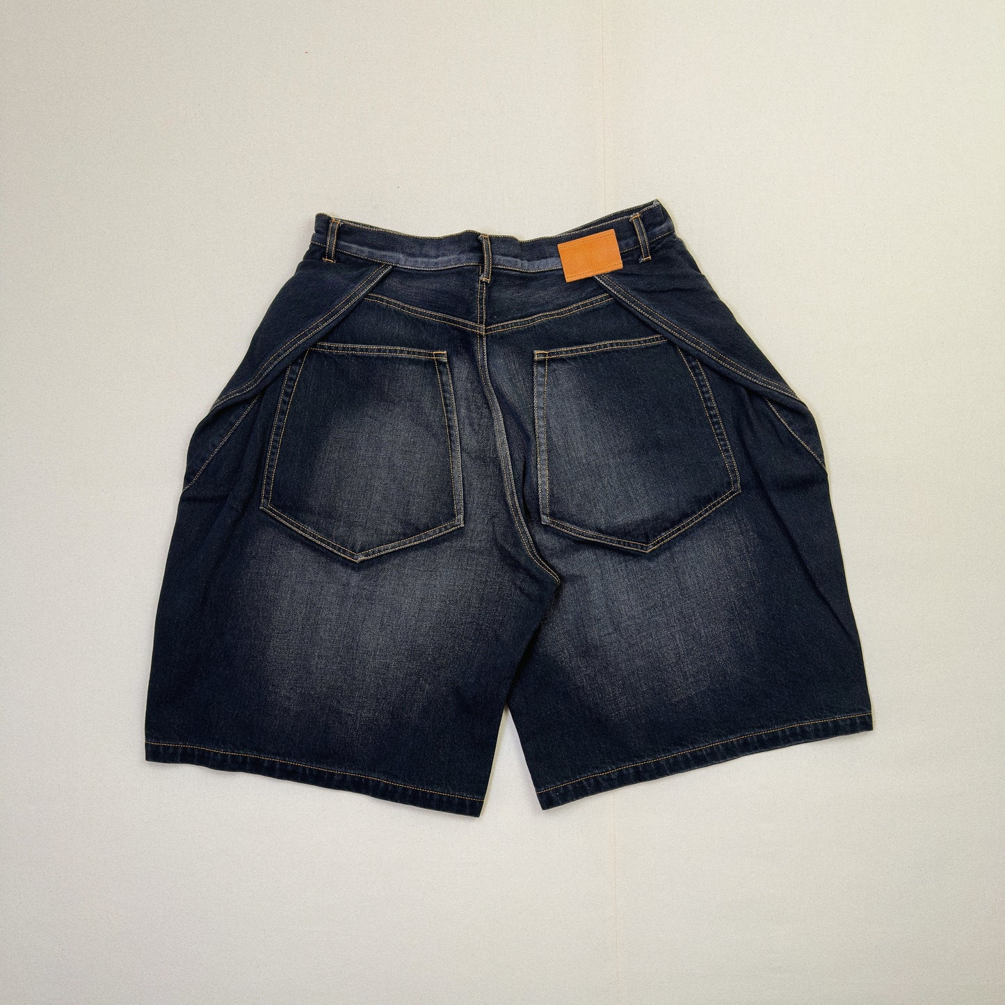 3D Cutting Half Denim Pants 　Black