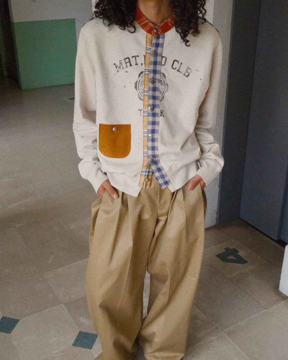 Vintage-finished Sweat Cardigan Oatmeal
