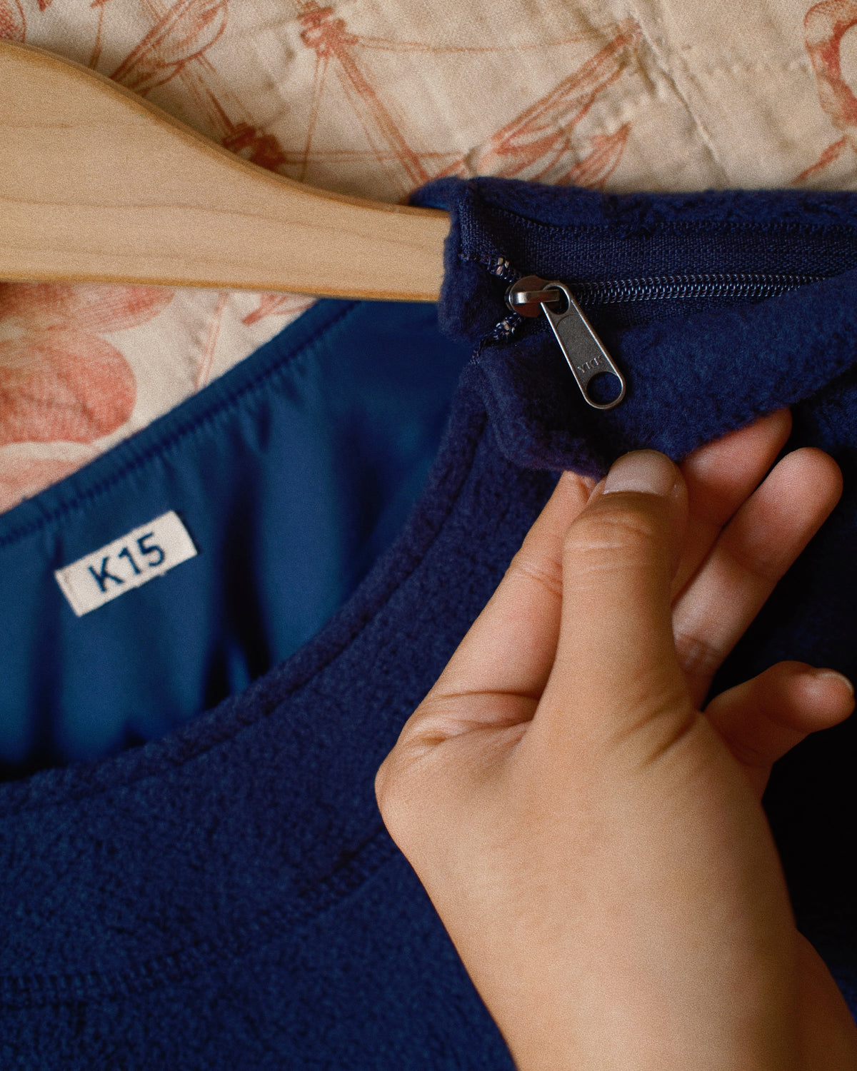 Quilt fleece pullover Navy