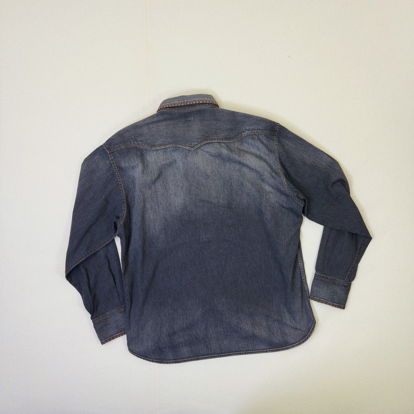 Hand-Embroidered Denim Shirt Black