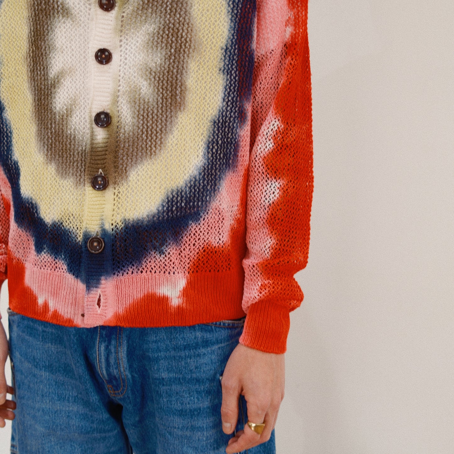 Tie-Dye Knit Cardigan  Red