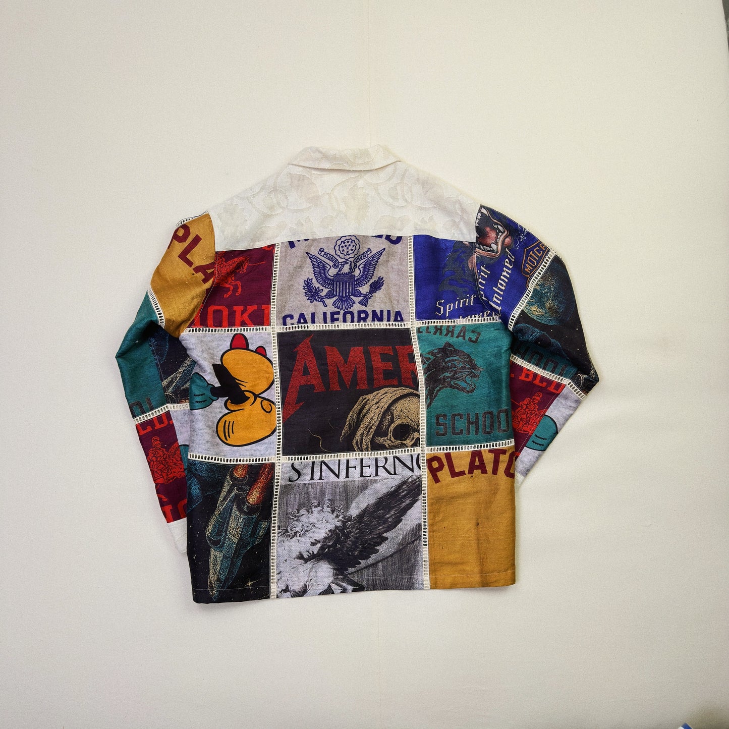 Patchworked Silk Shirt White