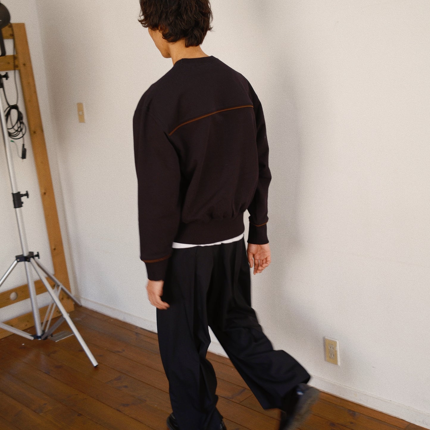 Leather-Trimmed Sweatshirt  Black