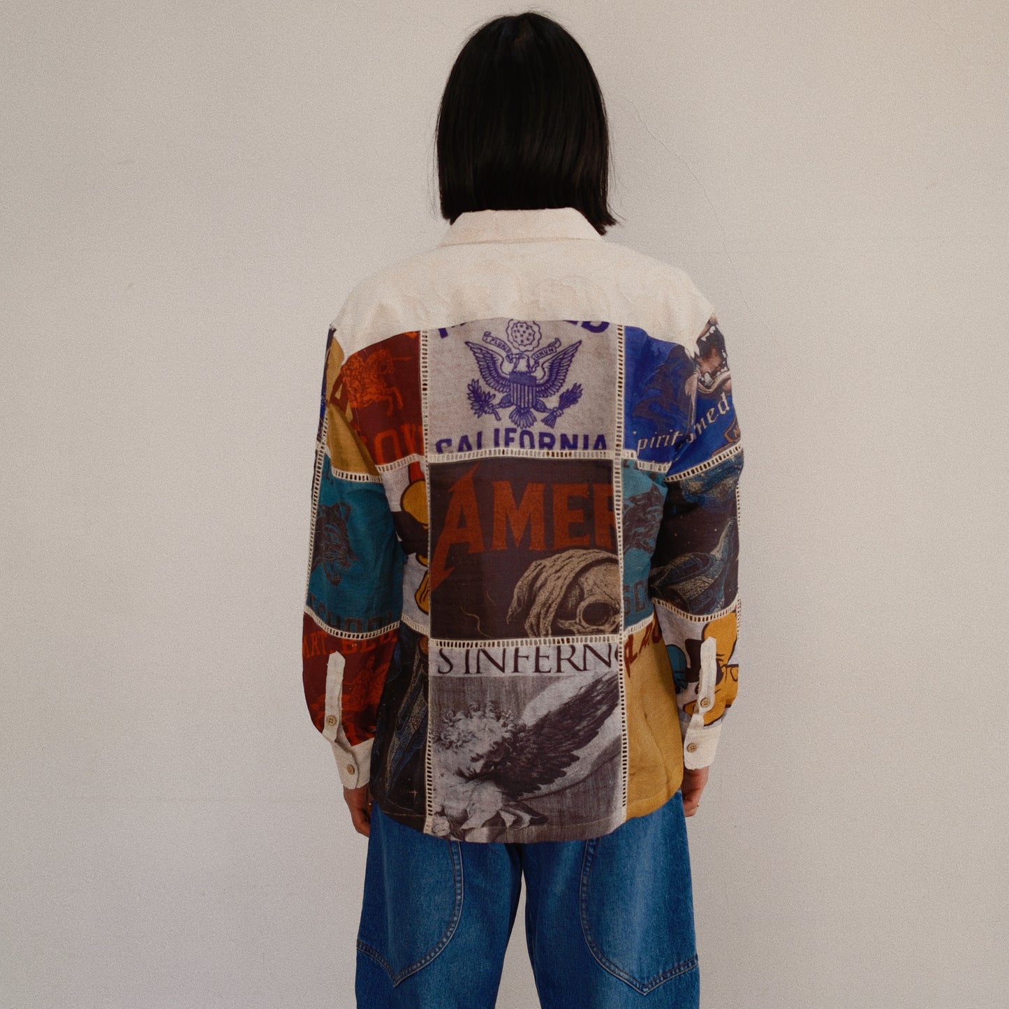 Patchworked Silk Shirt White