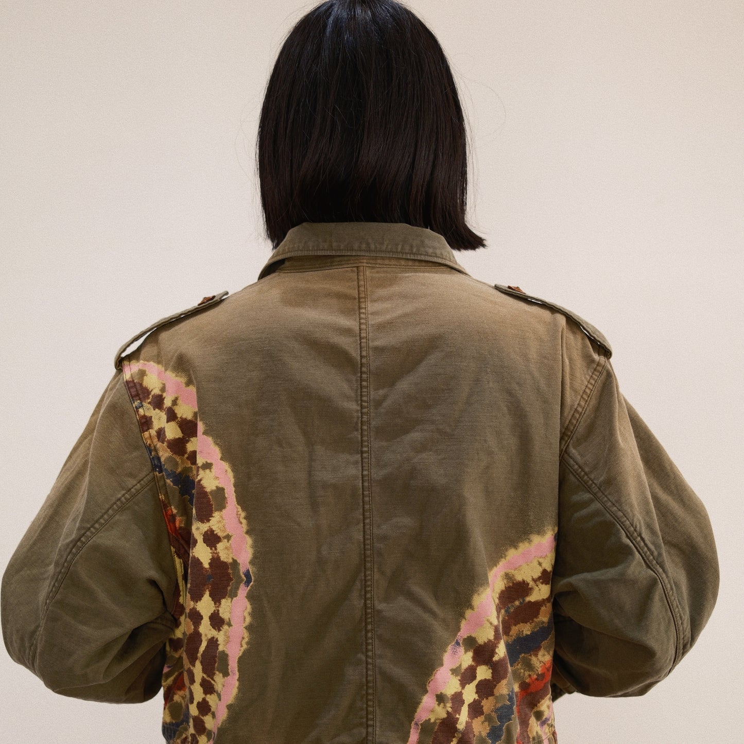 Tie-Dye Military Jacket Khaki