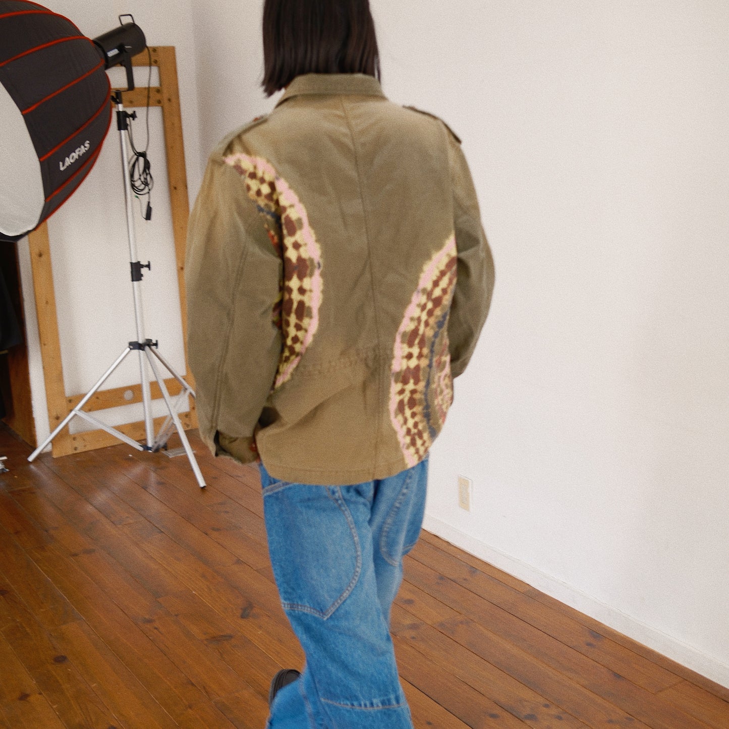 Tie-Dye Military Jacket Khaki