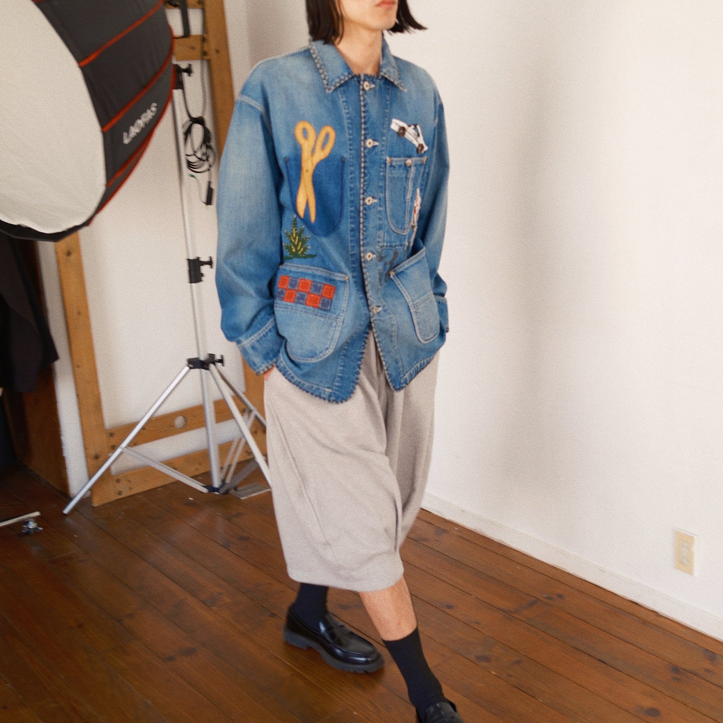 Hand-Embroidered Denim Coverall Indigo