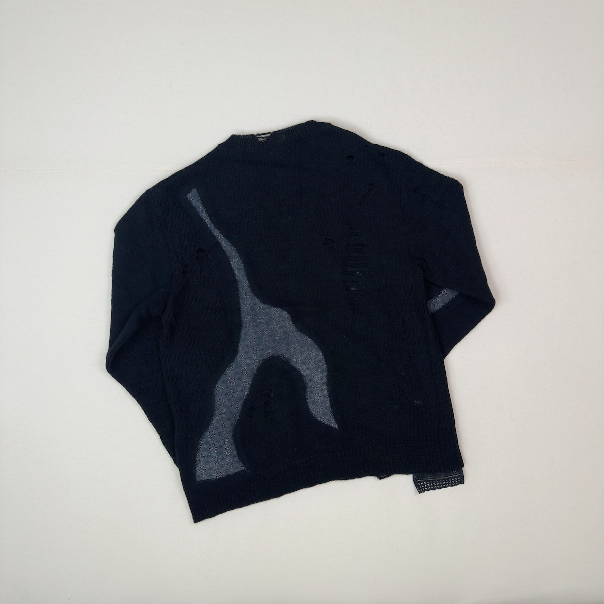 Needle punched lace cardigan Black