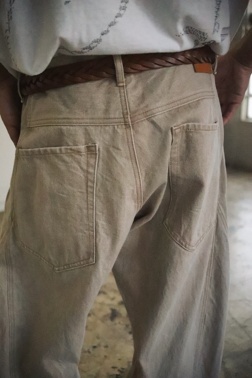 3D cutting denim pants Beige