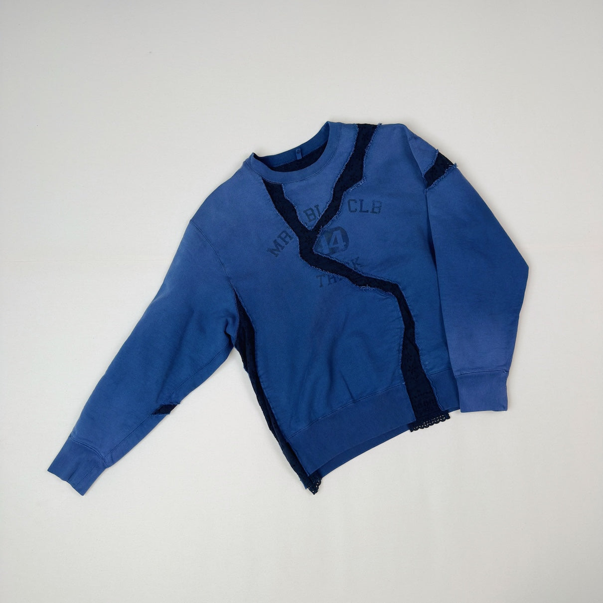 Vintage-eﬀect asymmetric sweat shirt Navy