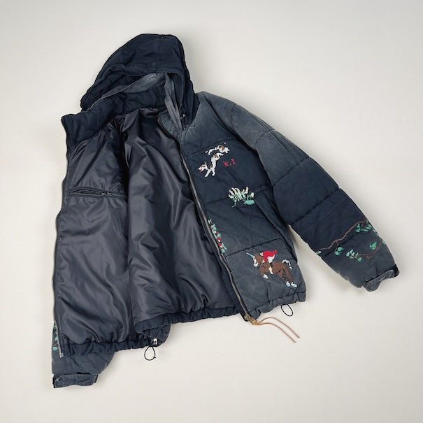 Vintage-eﬀect puﬀer jacket Black