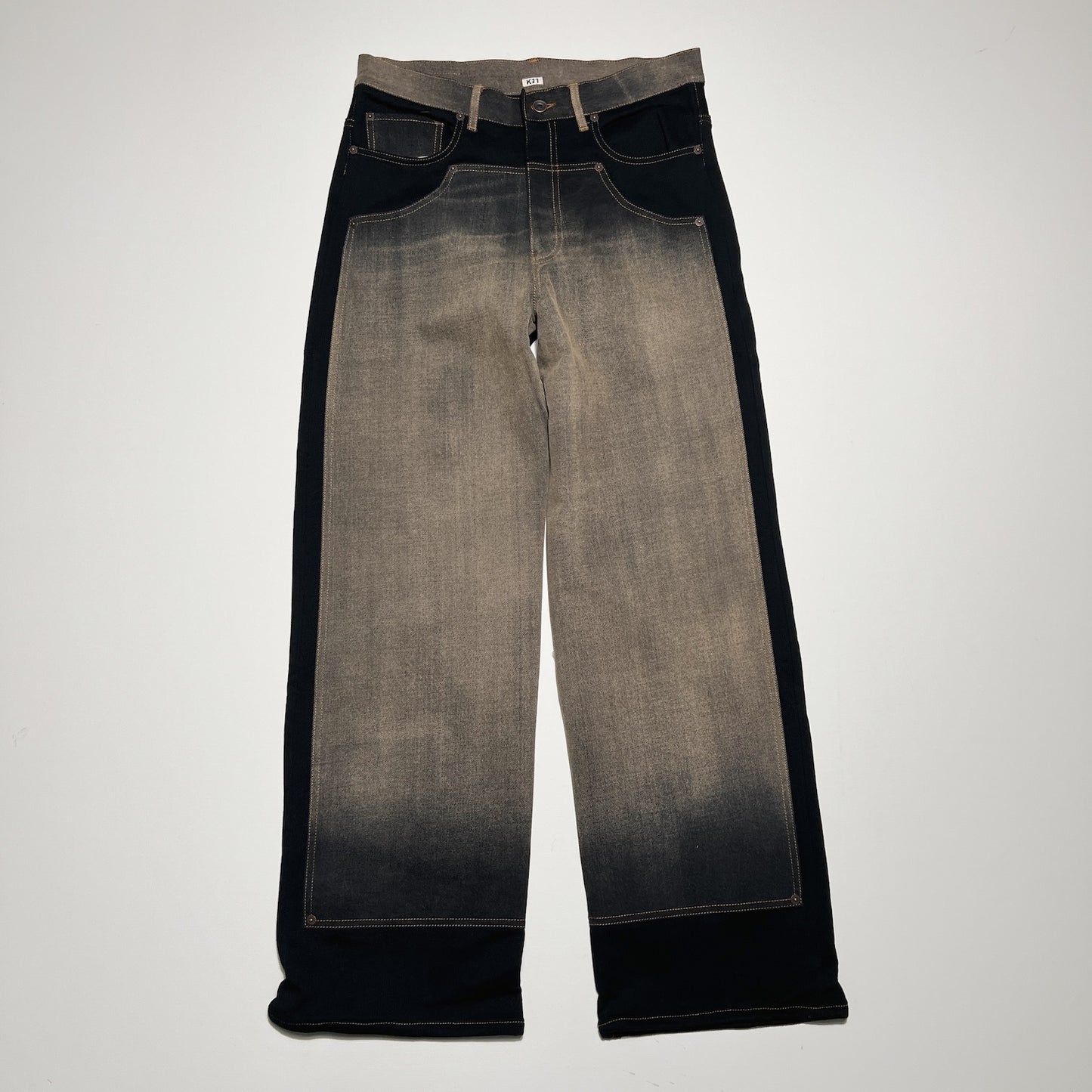 Denim patched swat pants Black