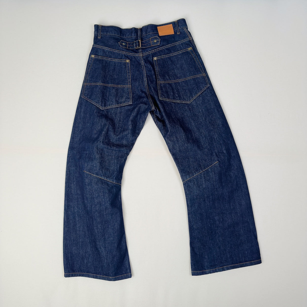 3D cutting denim pants Indigo