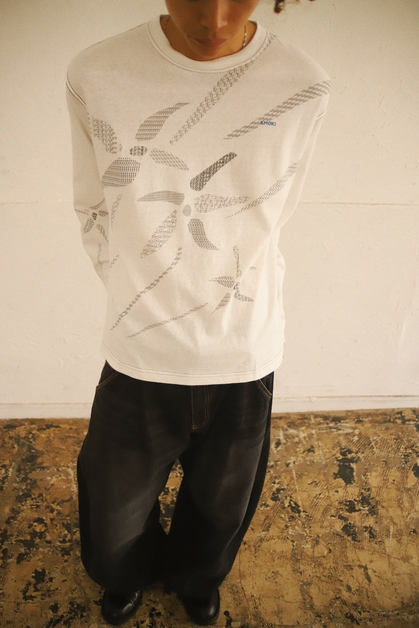 Printed long-sleeve T-shirt White