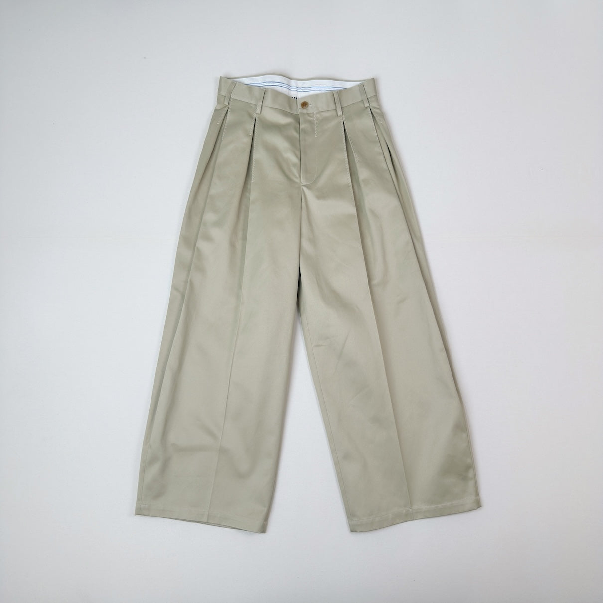 Tuck-detail cotton pants Beige