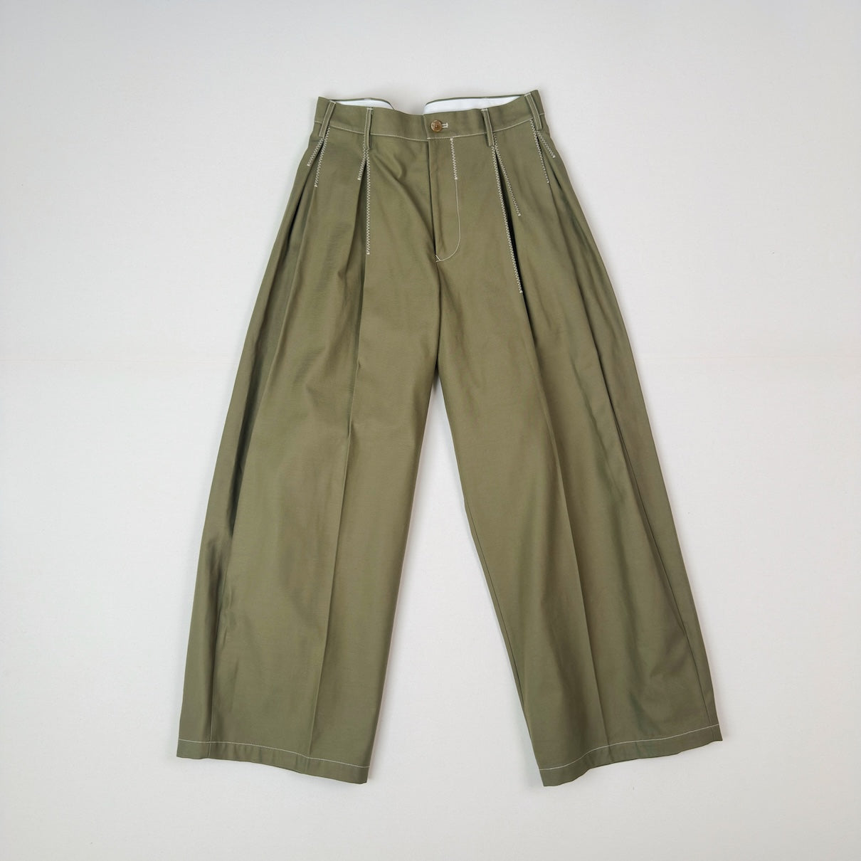 Tuck-detail cotton pants Khaki