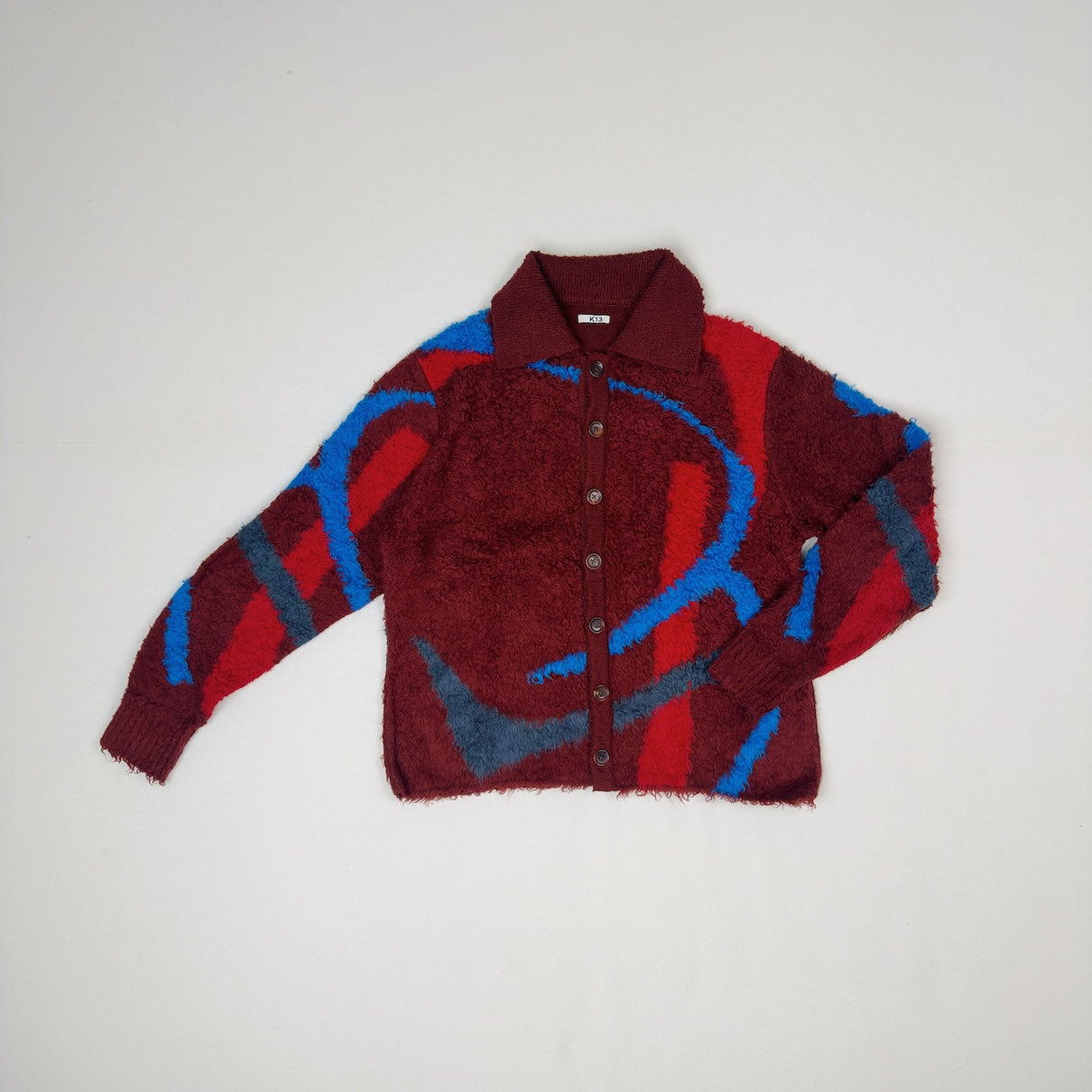 Jacquard-design cardigan Red